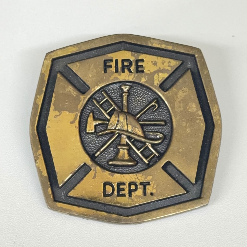 Vintage 1978 BTS Solid Brass Fire‎ Dept Belt Buckle Made in USA Firefighter